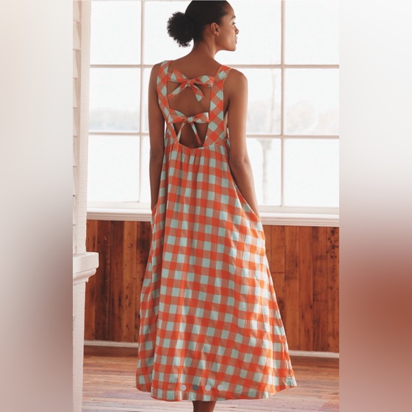 NWT Anthropologie Tie Back Midi Apron Nap Dress - Picture 3 of 7